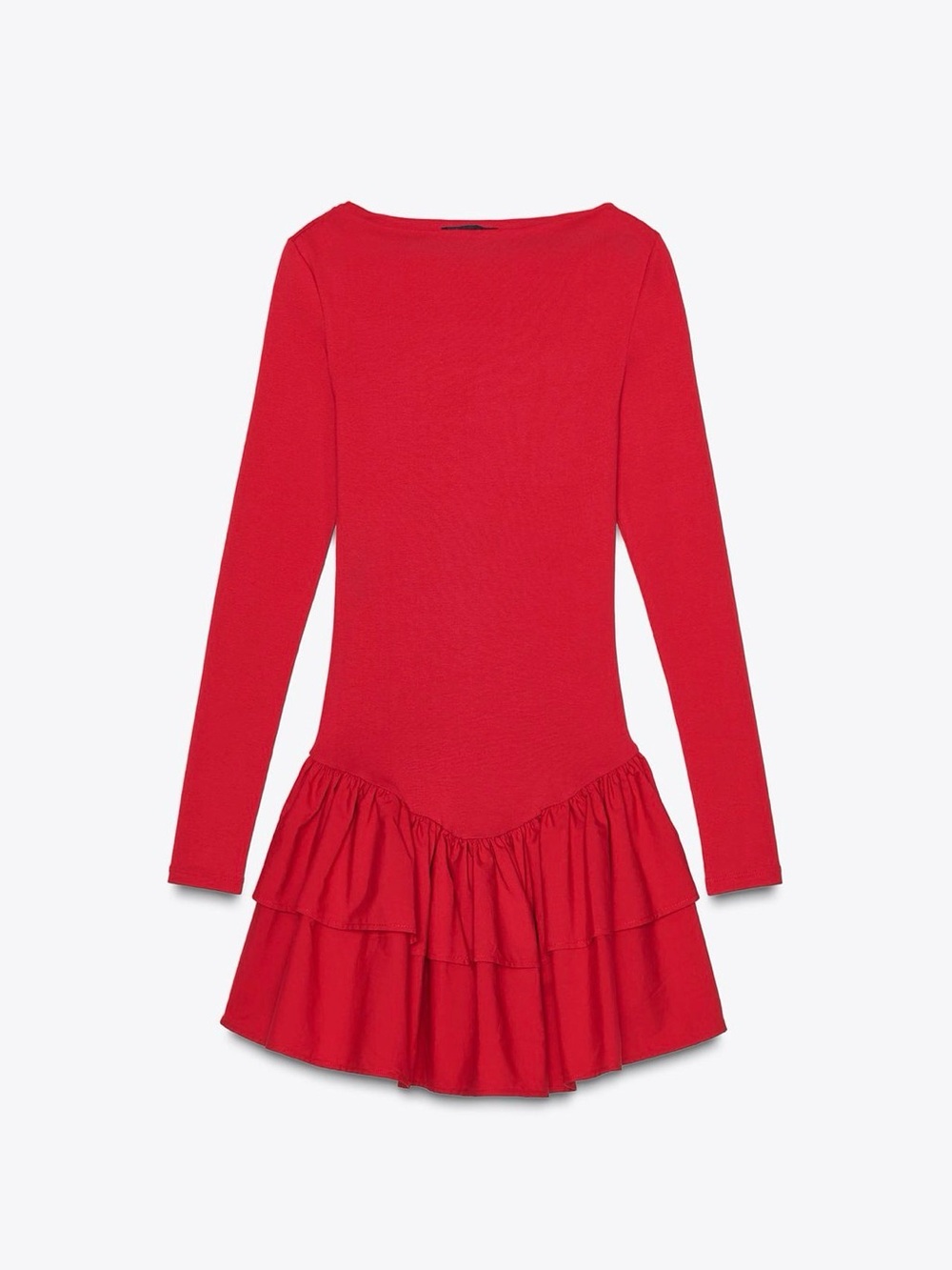 Zara Red Long-Sleeve Ruffled Mini Dress - Picture 3 of 3